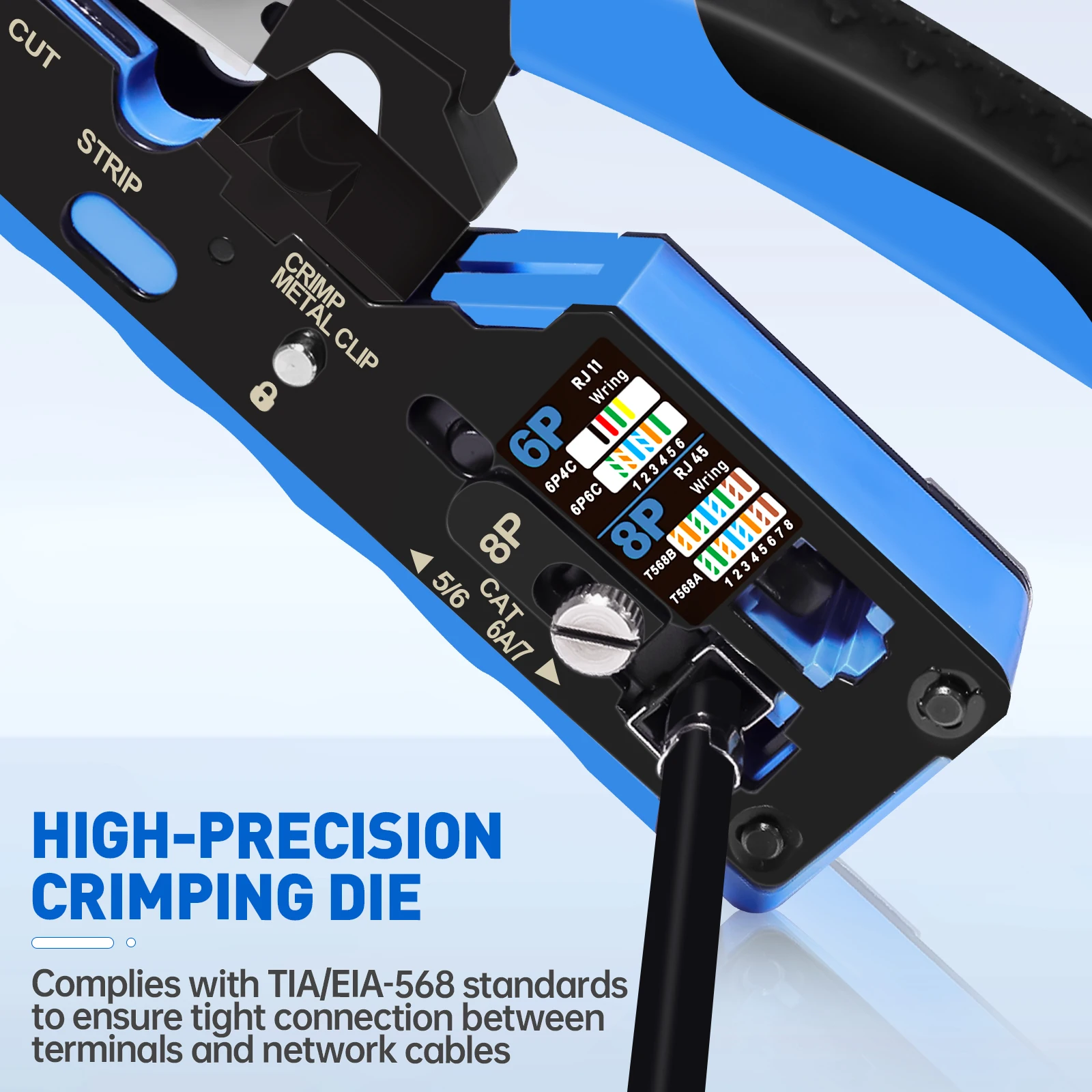 ZoeRax RJ45 CAT7 CAT6A Crimping Tool RJ45 Network Tool Kit for CAT6A CAT7 CAT5 CAT6 Connectors with Crimp Tool,Wire Stripper and Blades - view 6