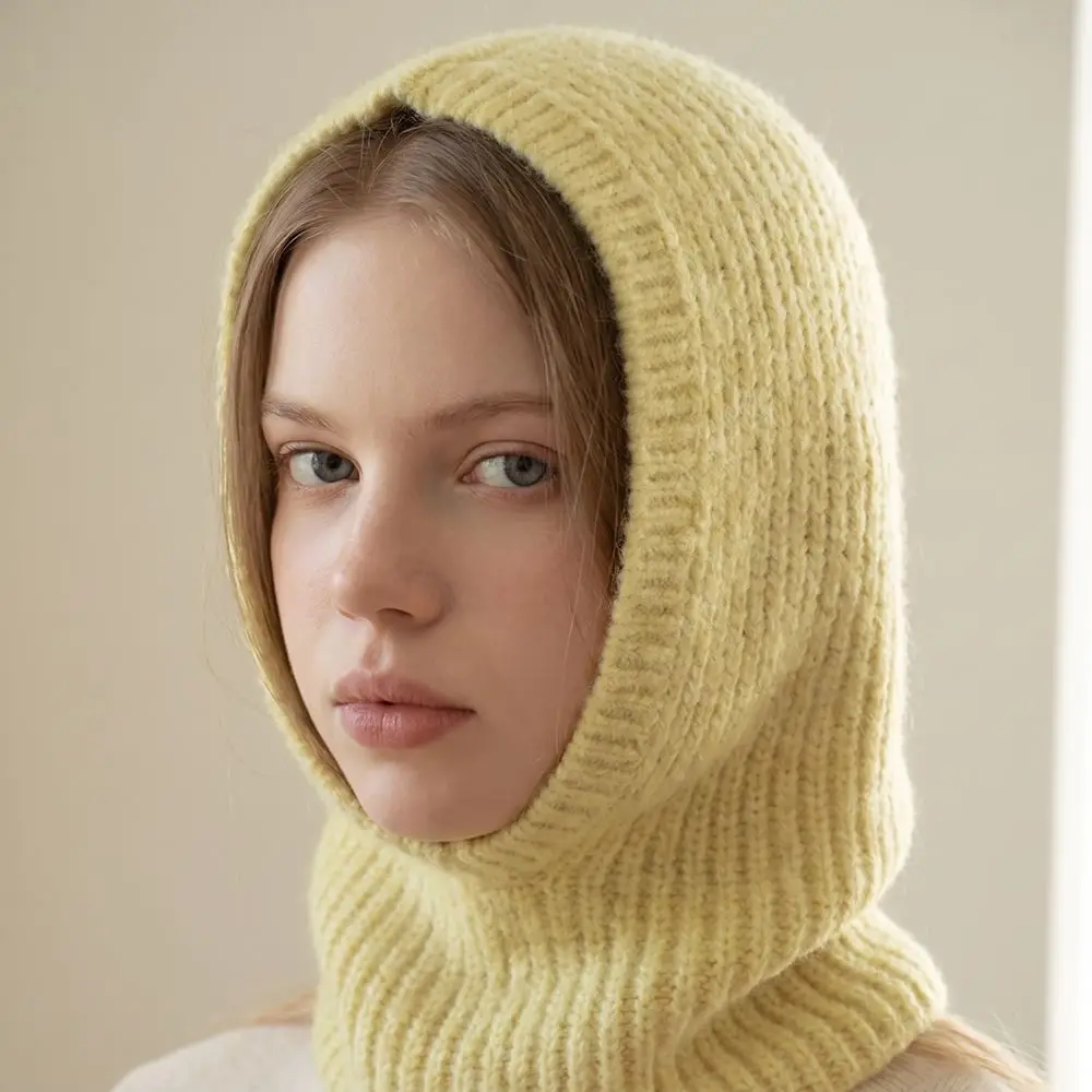 Cute Alpaca Wool Balaclava Hat Wool Blend Fleece Earflap Hat Beanie Solid Color Ear Protection Hat Streetwear