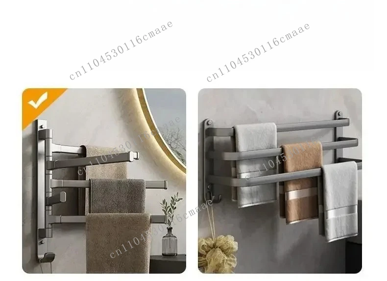 NEW Bathroom Towel Rack Rotatable Towel Holder Space Aluminum 2/3/4/5-Bar Towel Hanger Kitchen Shelf Paper Hanging Wall Mounted