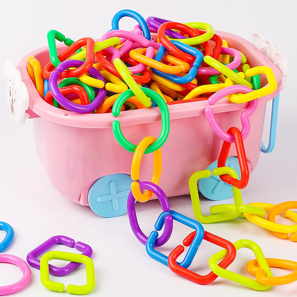 35 Pcs Chew Geometric Chain Buckle Child Travel Kids Toys Children Baby Link Rings 55x55cm or Pe Infant Sensory