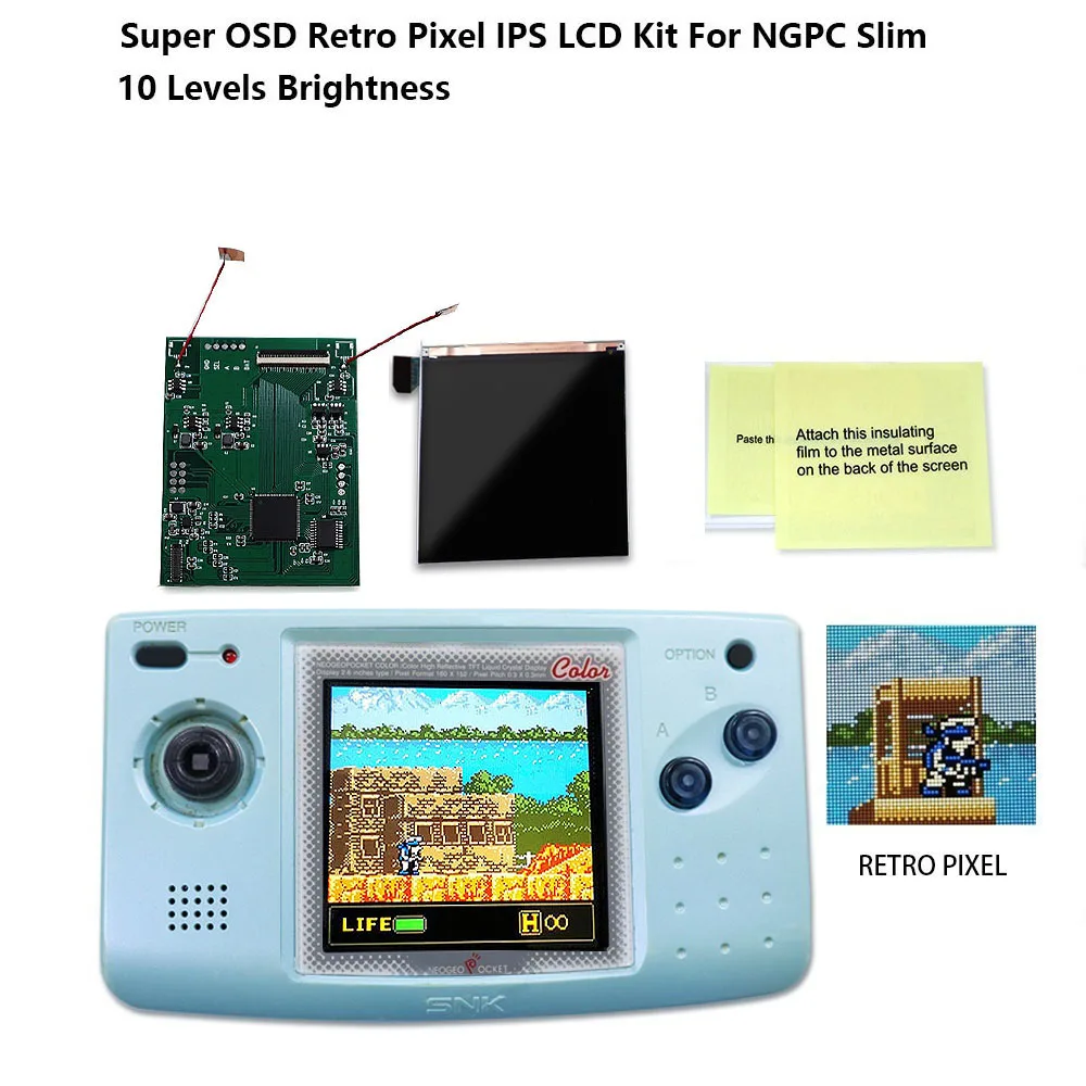IPS LCD display For NGPC Slim Retro Pixel OSD Larger Screen Backlight LCD For NEOGEO Pocket Color Slim Game Console