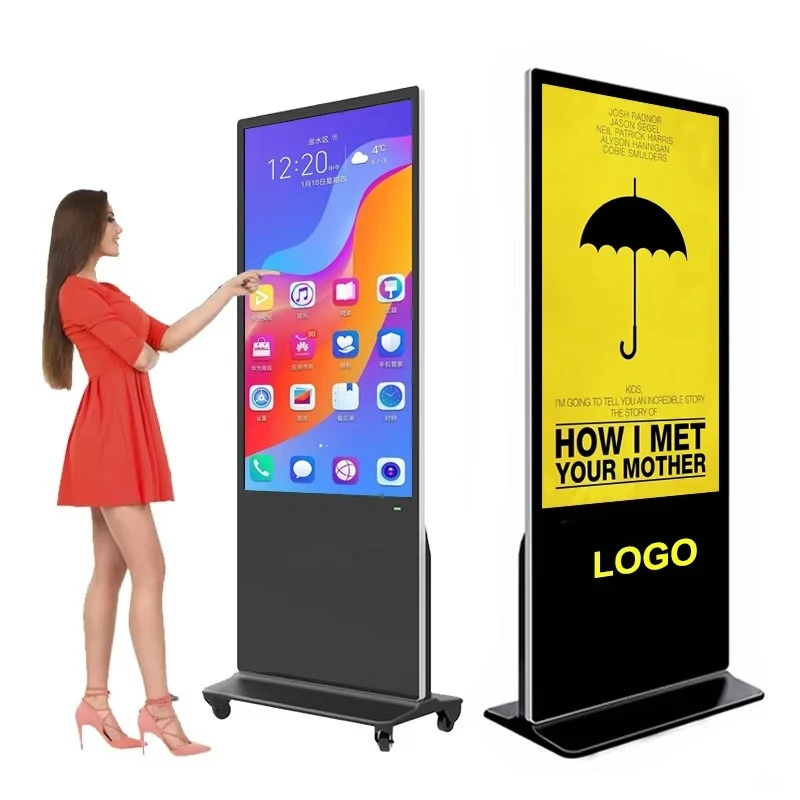 55 Indoor Interactive Kiosk LCD Signage Totem Floor Stand Touch Screen Digital Advertising Display Board for Restaurant