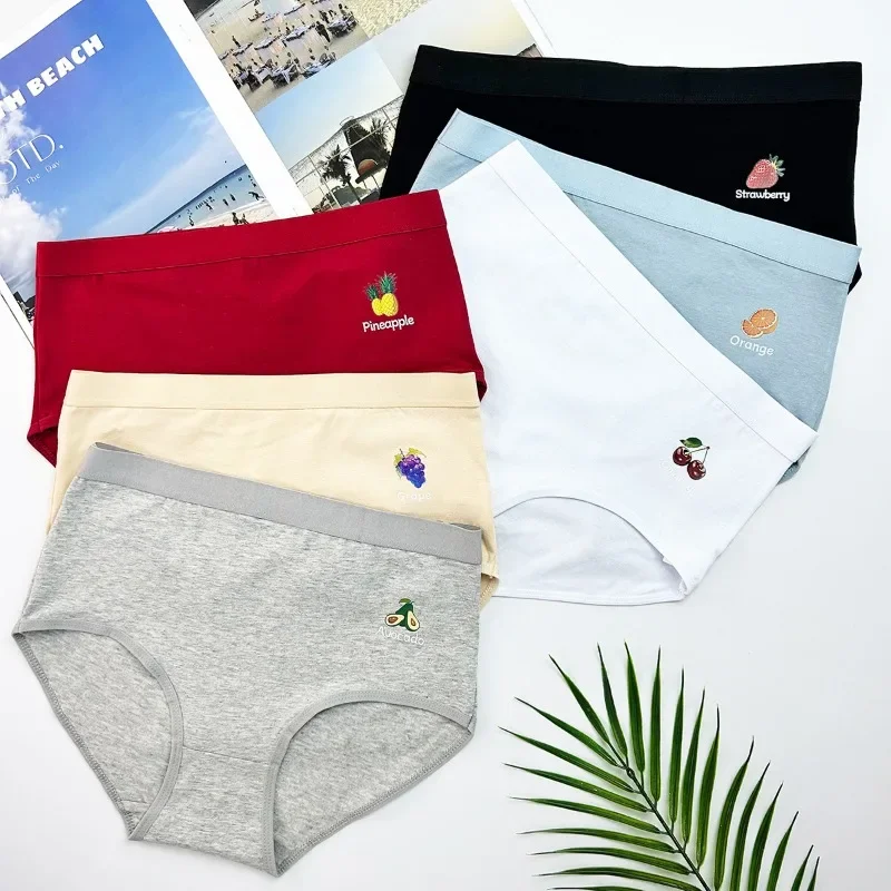 

SP & CITY хлопковое нижнее белье с высокой талией для женщин, подтягивающее бедра, большие размеры, дышащее бесшовное нижнее белье, милые повседневные трусы с фруктовым принтом