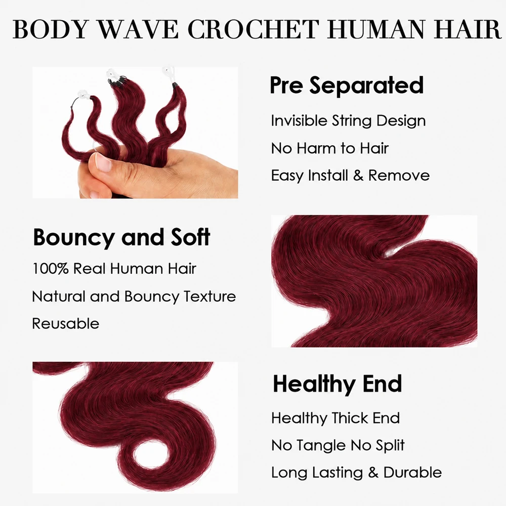 Luxury 99J Burgundy Crochet Hu - огляд і ціна Human Hair Wigs