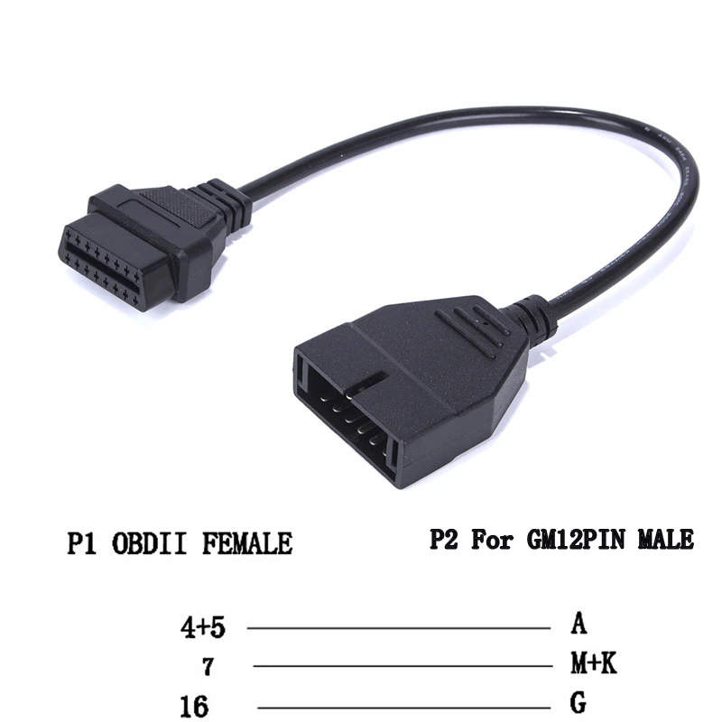 For GM 12Pin OBD2 Extension Cable OBD to OBD2 16Pin Connector Adapter  OBD2  Car Diagnostic cable