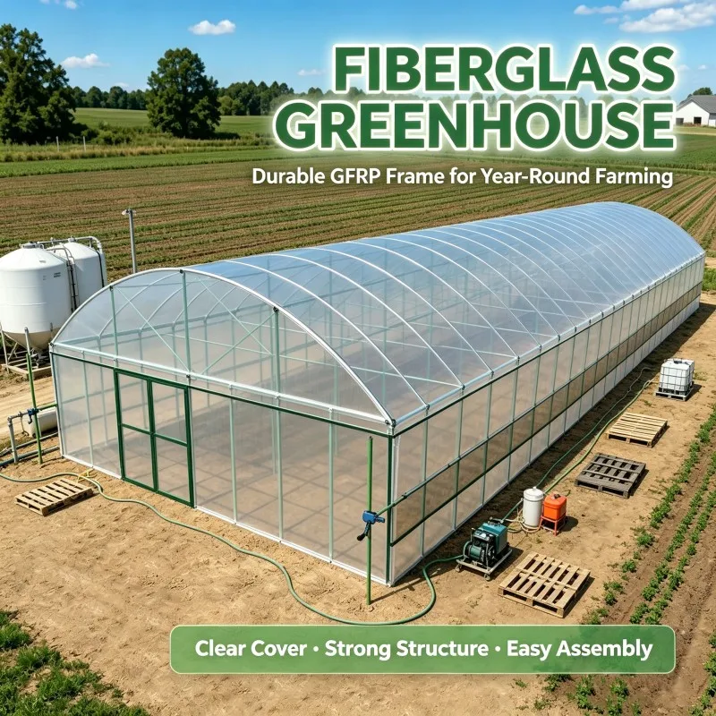 Custom Size Lightweight Long Life Price Of M2 Agricultural Greenhouse Fiberglass Greenhouse Fiberglass Frame Included