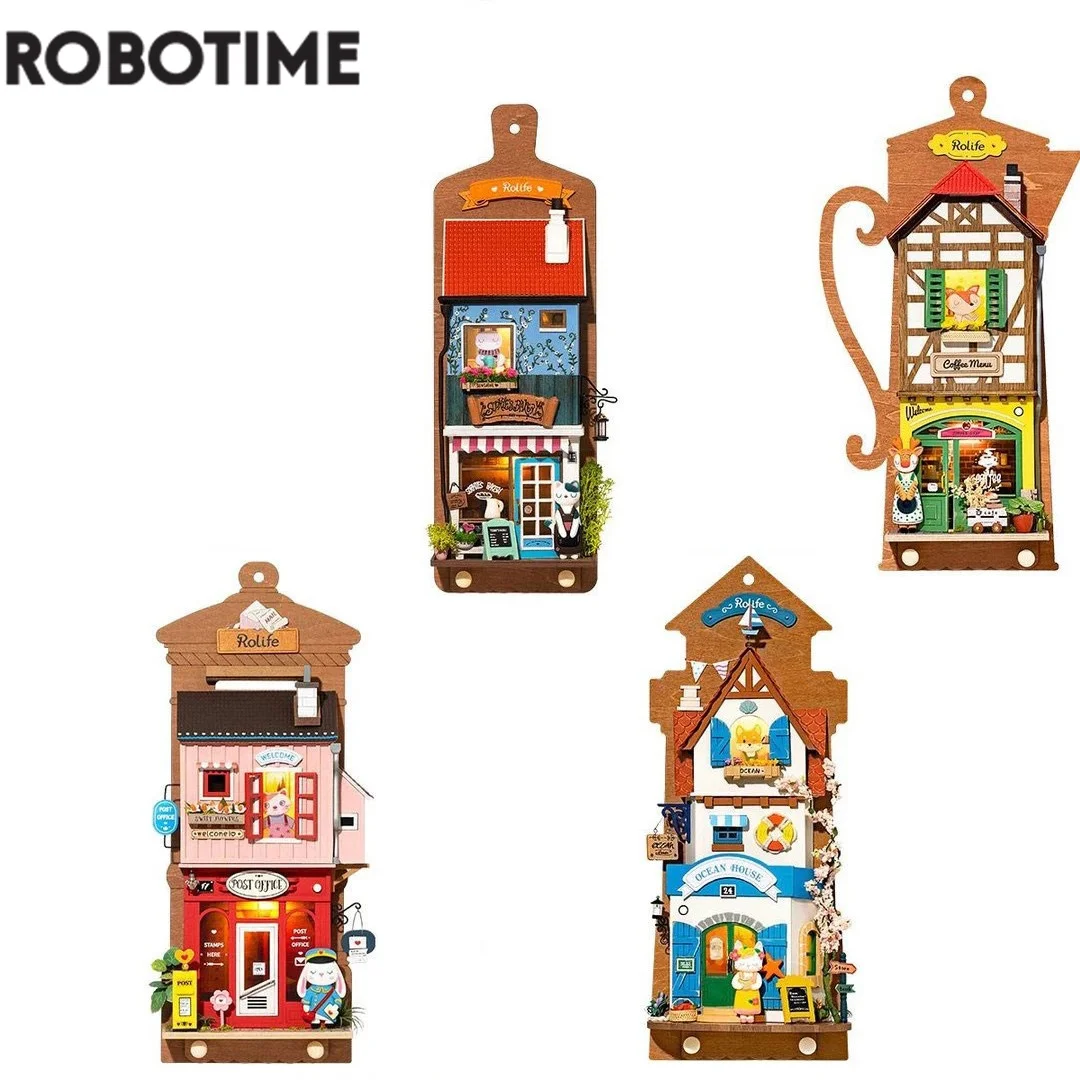 Robotime Rolife Wall Hanging Decoration Love Post Office Stylish Home Deco Kids Girls Miniature House Kits DS019 DS022