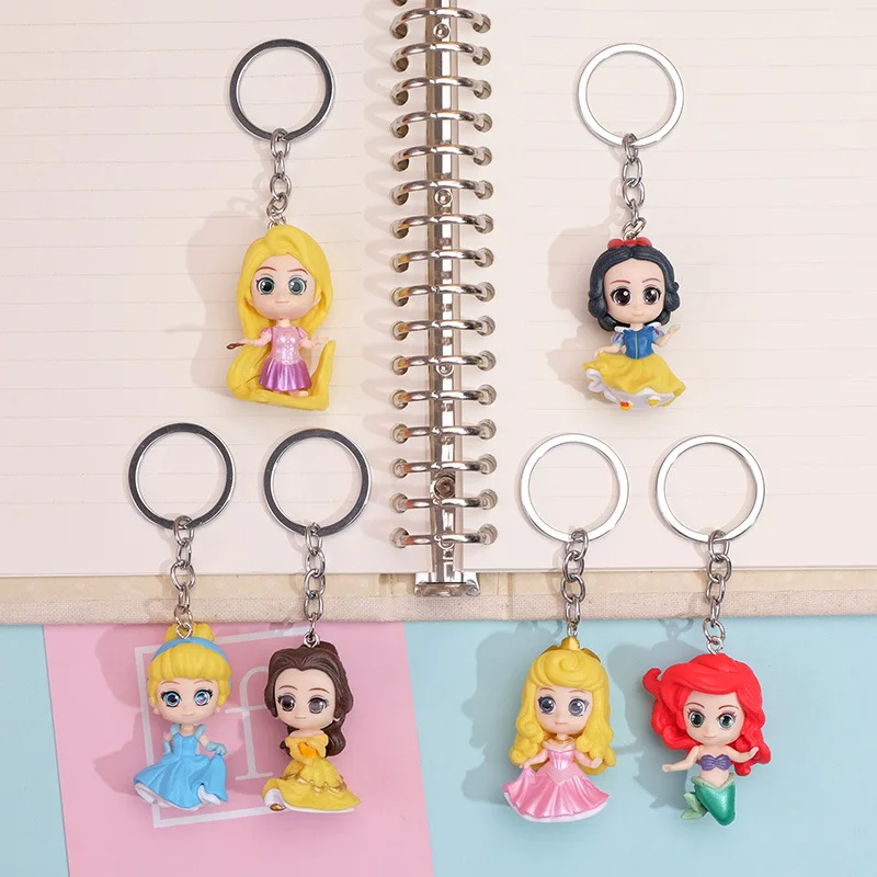 Disney Creative Cute Cartoon Princess Snow White Belle Keychain Funny Animals Key Chains Woman Gifts Jewelry Anime Accessories