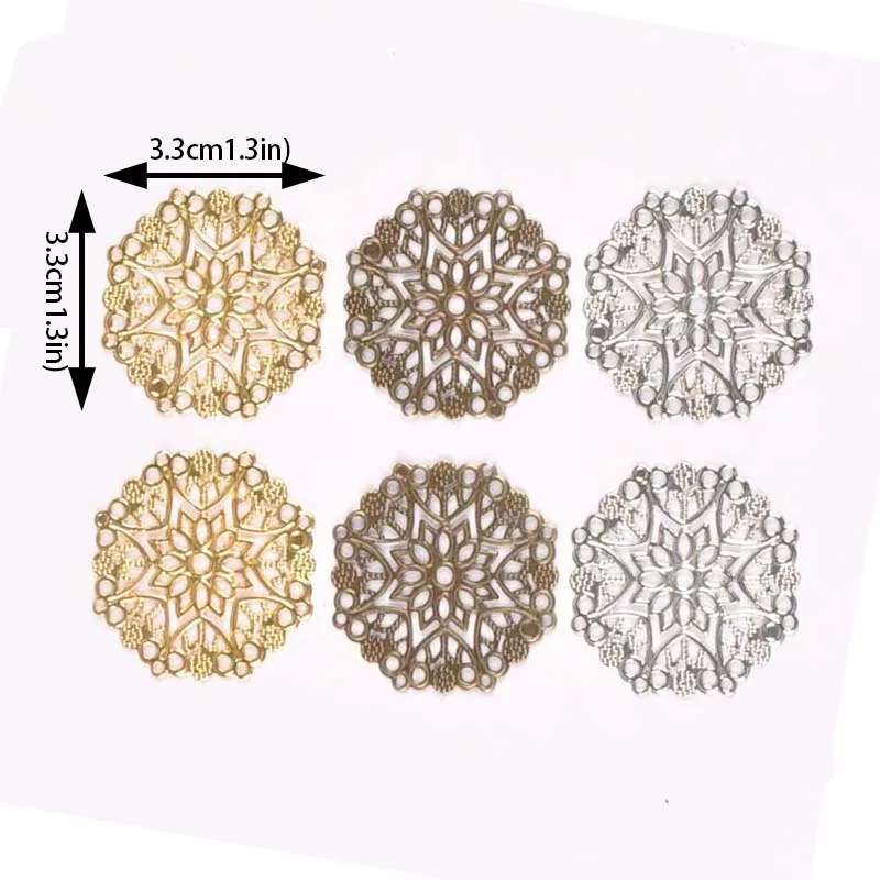 10pcs  Filigree Flower Wraps Connector Flatback Metal Embellishments Scrapbooking For DIY Jewelry Findings YKL0735