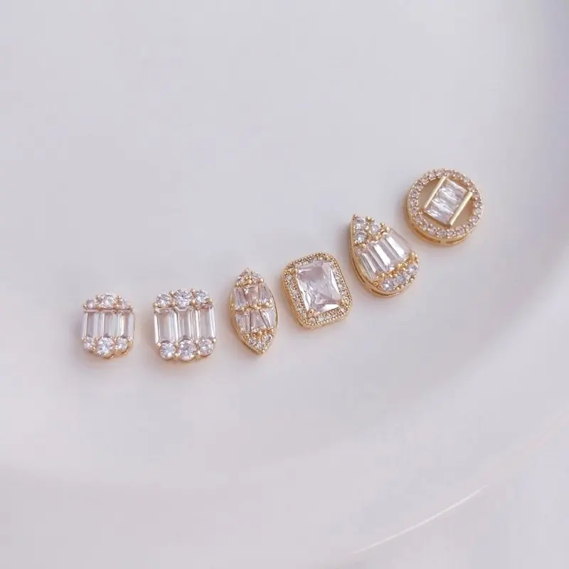 2PCS 14k Gold Plated Niche Jewelry Design with Zircon Charms for Jewelry Making DIY Supplies Handmade Brass Accessories