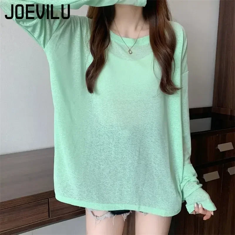 Mesh Sunscreen Clothing Long Sleeved T-shirt Cover Women\'s Summer Thin Fairy Tops Ladies Korean Casual Bottom Shirt Loose Blouse