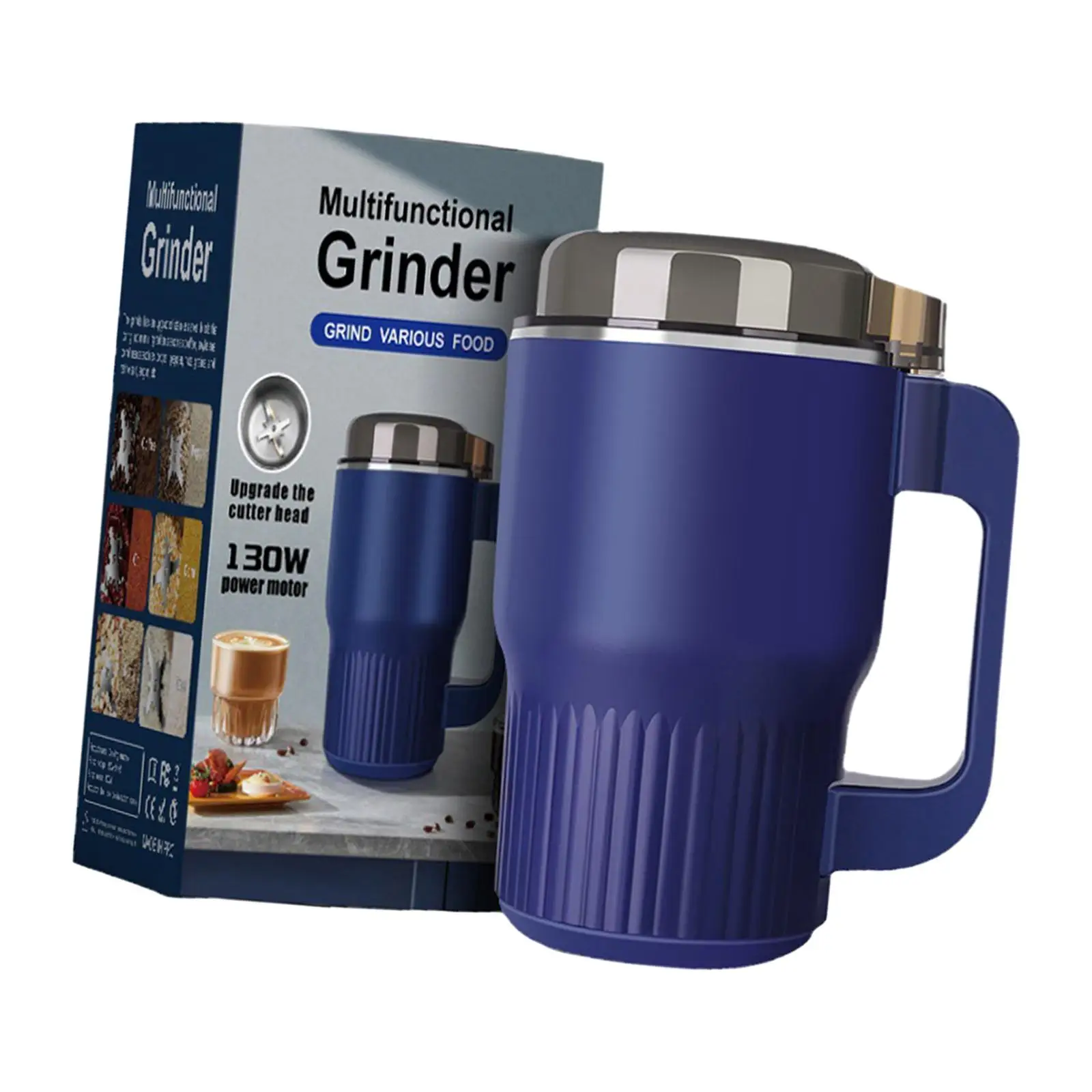 Moedor de Café Elétrico com Grande Capacidade, Porcas Pessoais Escritório, 8 Lâmina, Moedor Portátil de Cozinha Doméstica, 240V, 1L, Moedor de Especiarias, 130W