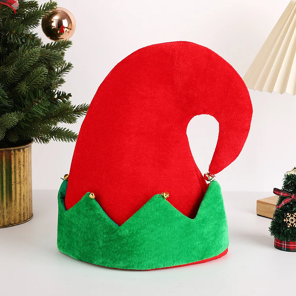 Weihnachtself-Mütze, Weihnachtsglocke, gebogene Ecke, neue Weihnachtsmütze, verdickte Weihnachtsmütze, Haustiermütze, Urlaubsdekoration