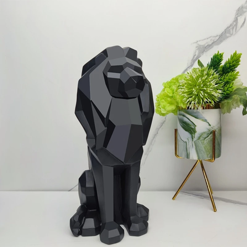 Lion Statue Lion Decor - Gifts For Men Geometric Stylish Sculpture Lion Figurine Decoration For Living Room Office