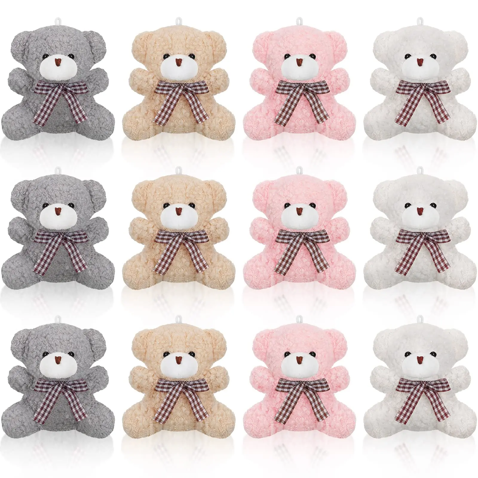 

12-100pcs Plush Bear Stuffed Animal Bulk Mini Bear Keychain for Birthday Baby Shower Party Favor Classroom Gifts