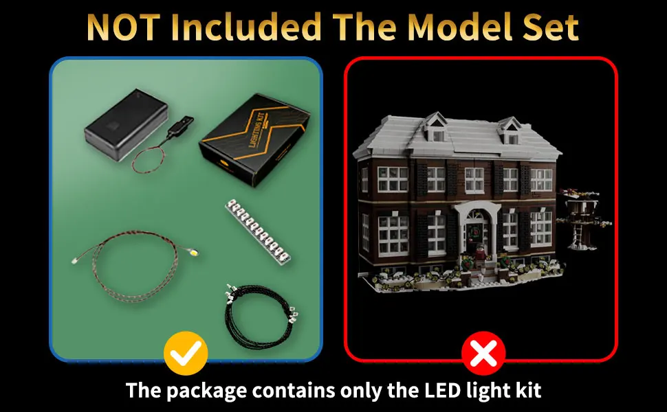 LYBMTWF LED-Beleuchtungsset, kompatibel mit Lego 21330, allein zu Hause, Hausbausteine-Modell (Modellsteine nicht im Lieferumfang enthalten). – Detail 5
