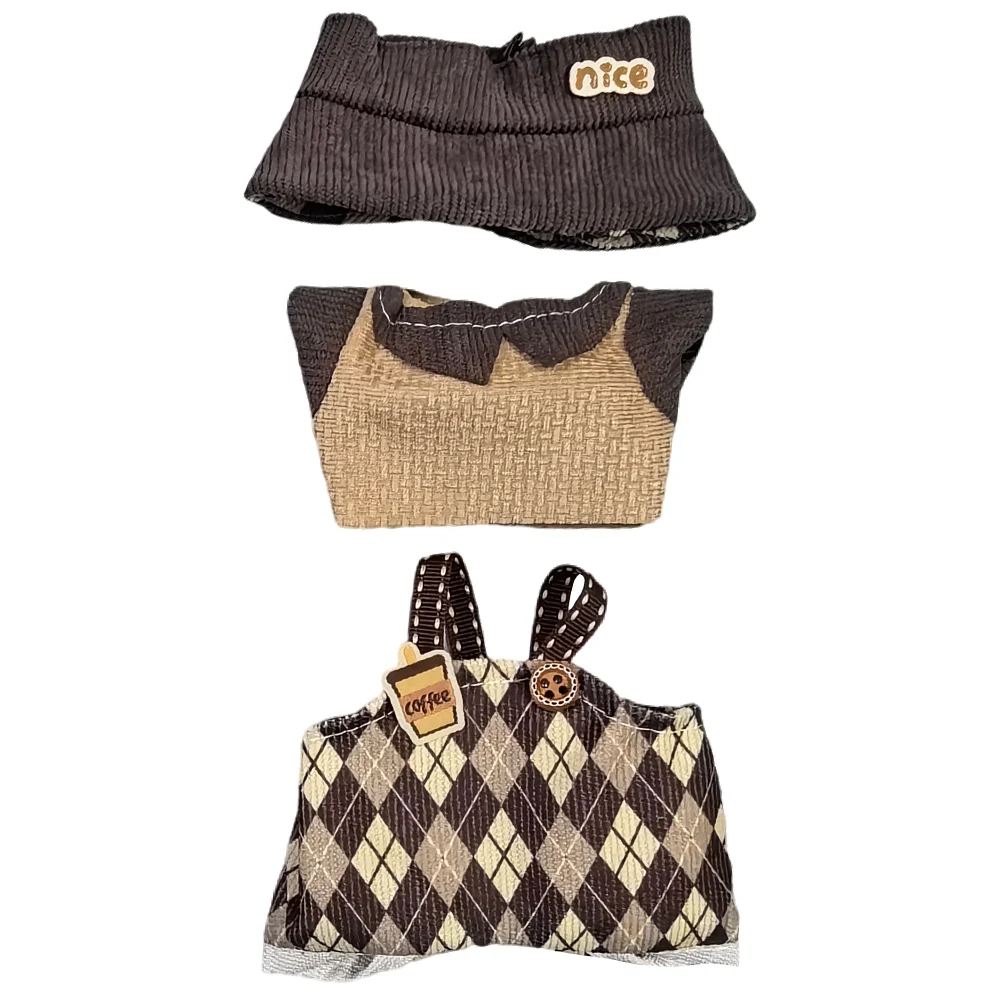 لعبة حيوانات كرتونية وزرة دمى كاواي قطيفة مزخرفة مع قبعة ملابس دمية محشوة لدمية 17 سنتيمتر