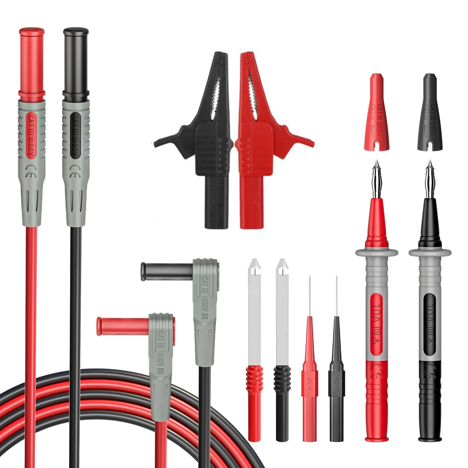 Multimeter-Testkabel-Set, 4-mm-Bananenstecker mit Krokodilklemme, Drahtperforationsprobe für elektrische Tests JL020