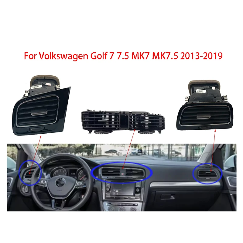 

For VW Golf 7 7.5 MK7 MK7.5 2013-2019 Car Front Dashboard Central A/C Air Conditioner Outlet Air Conditioning Vents