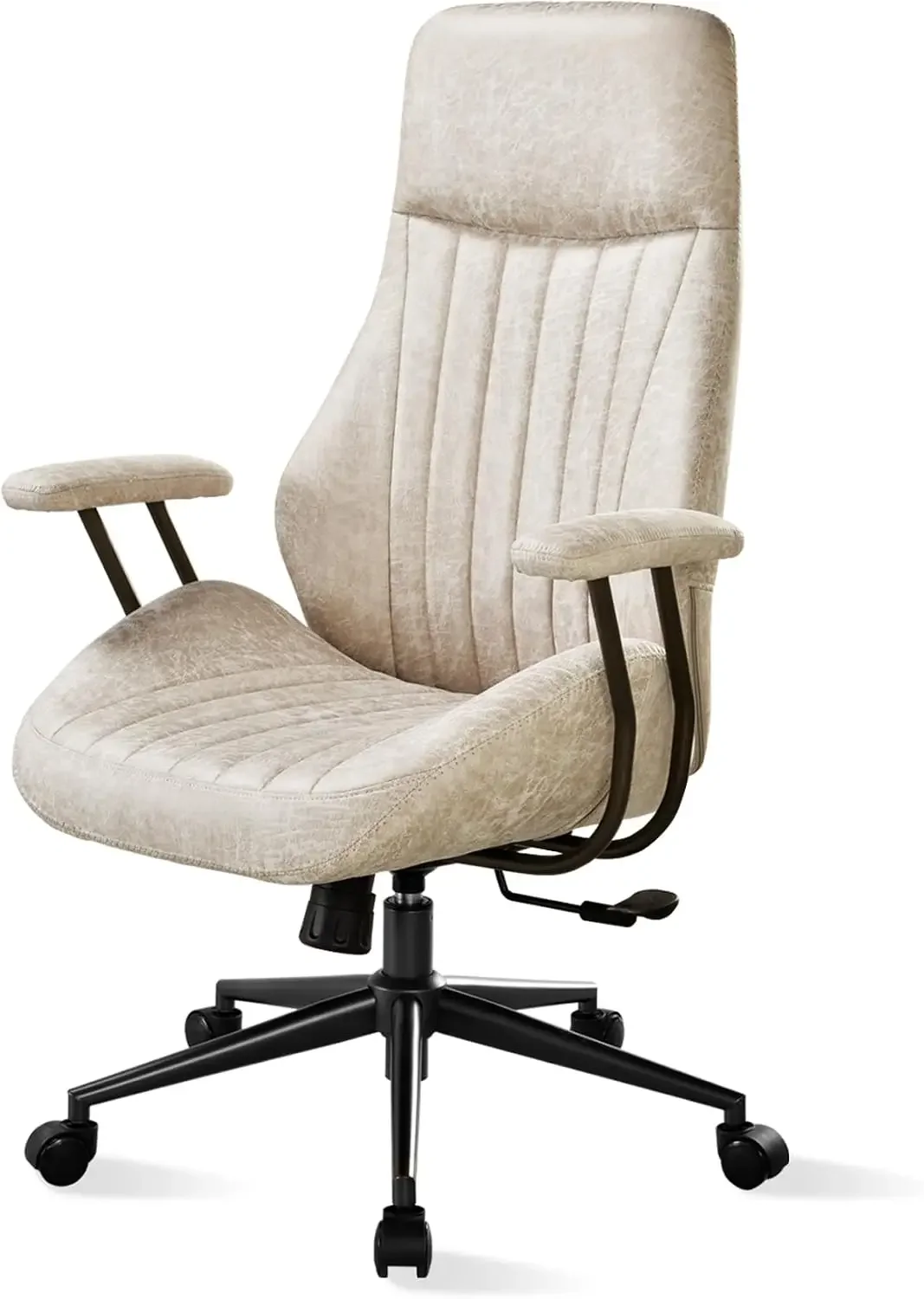 Ergonomic Office Chair with Adjustable Height,Swivel Rolling Computer Chair for Home Office,Vintage Suede Fabric Executive Desk