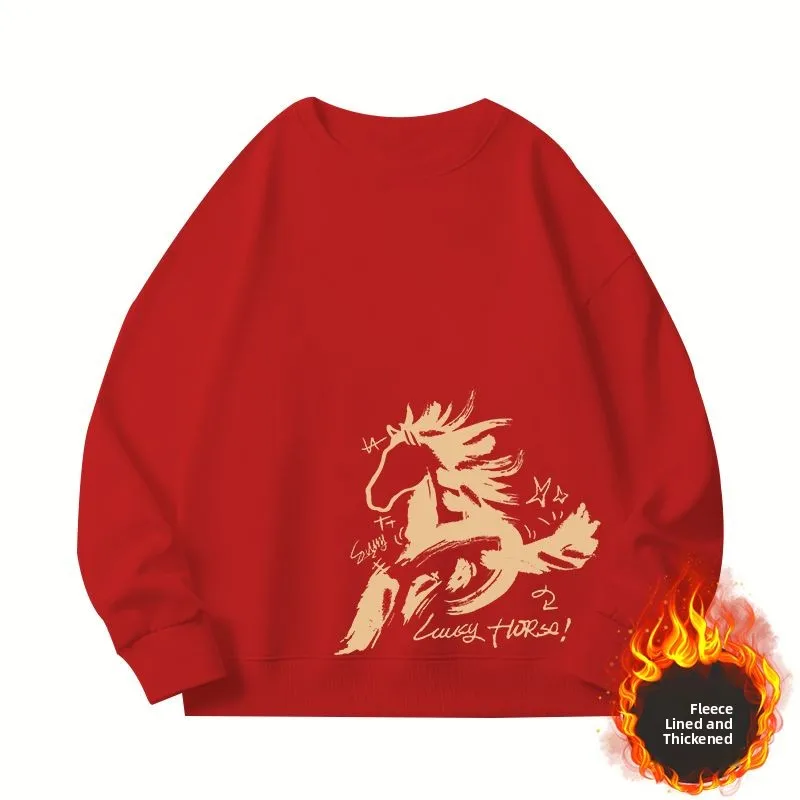 

Толстовка с капюшоном больших размеров, утепленная, без подкладки, праздничная новогодняя модель для мужчин и женщин, осенне-зимняя, хлопковая.