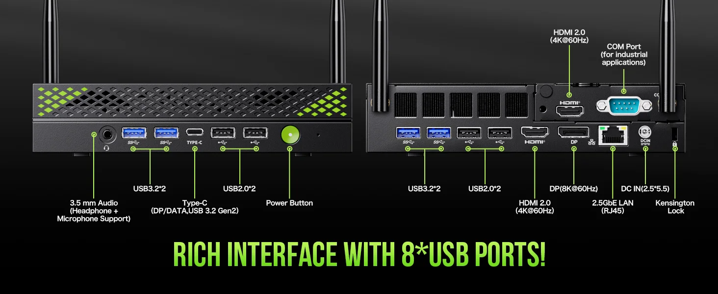 GMKtec K10 Mini PC Workstation Intel Core i9-13900HK DDR5 5200MT/s 3*M.2 SSD NVMe Rich Interface 8*USB WiFi6 BT5.2 Office PC