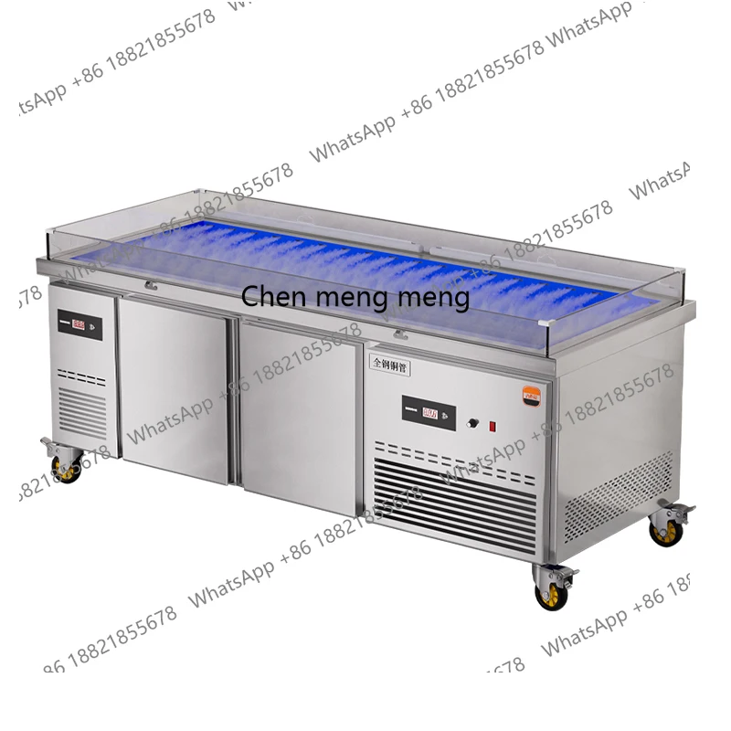 Eisplattform Meeresfrüchte Gerichte Edelstahl kommerzielle Vitrine Wasserfisch Fleisch Gefrierschrank Gefrierschrank A La Carte Schrank