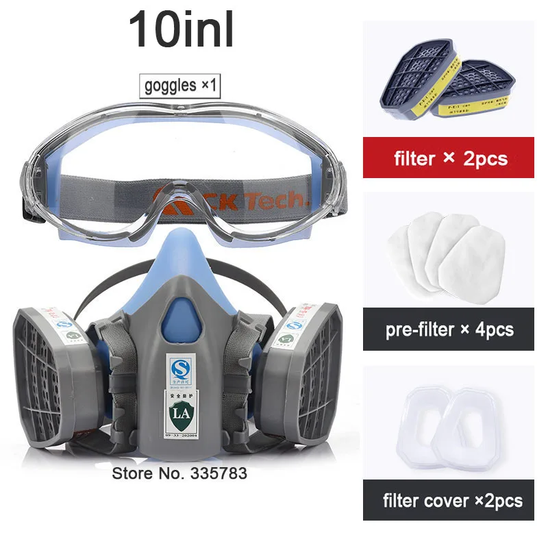 HD Anti-Fog Goggles 7502 Painting Spraying Gas Mask Chemicals With Safety Work Gas Mask Proof Dust Face Mask Respirator Mask