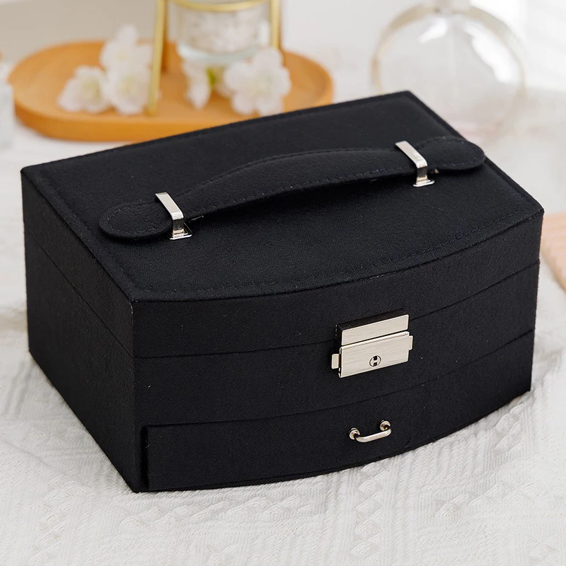 Vintage Double Layers Velvet Jewelry Display Boxes Drawer Type Earrings Rings Bracelet Necklace Watches Storage Boxes Organizers