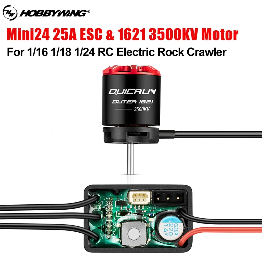 UniFlyHOBBYWING QUICRUN WP-MINI24 25A ESC Outer 1621SL 3500KV Motor For 1/24 RC Model Car Crawler