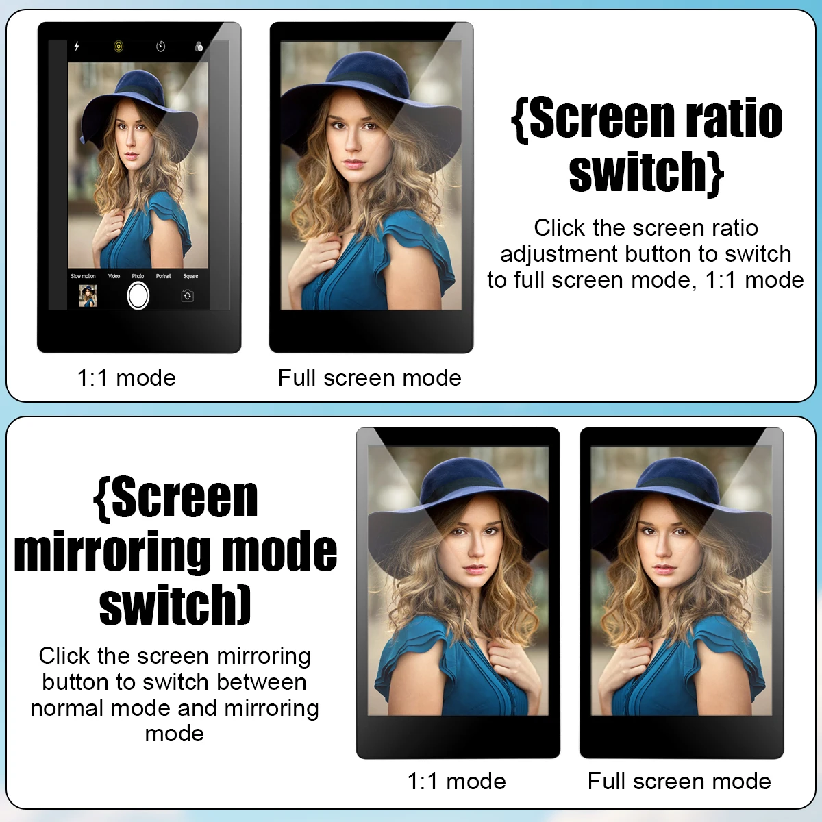 شاشة مراقبة ذاتية مغناطيسية لاسلكية لاستخدام الكاميرا الخلفية للهاتف لصور السيلفي وتسجيل الفيديو المباشر وتسجيل الفيديو