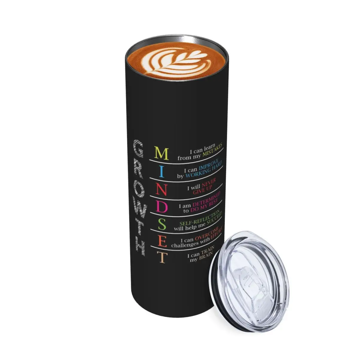 Growth Mindset Positive Motivational Gif Stainless Steel Tumbler Vacuum Insulated Mugs Thermal Cold Cups Straws With Lid 20oz