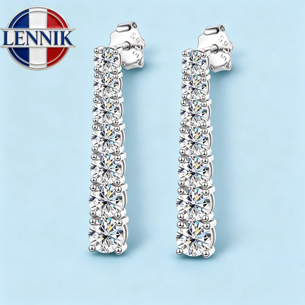 Lennik D VVS1 Moissanite Pandent Earrings for Woman Wedding Jewely with GRA s925 Sterling Sliver Plated 18k White Gold Earring