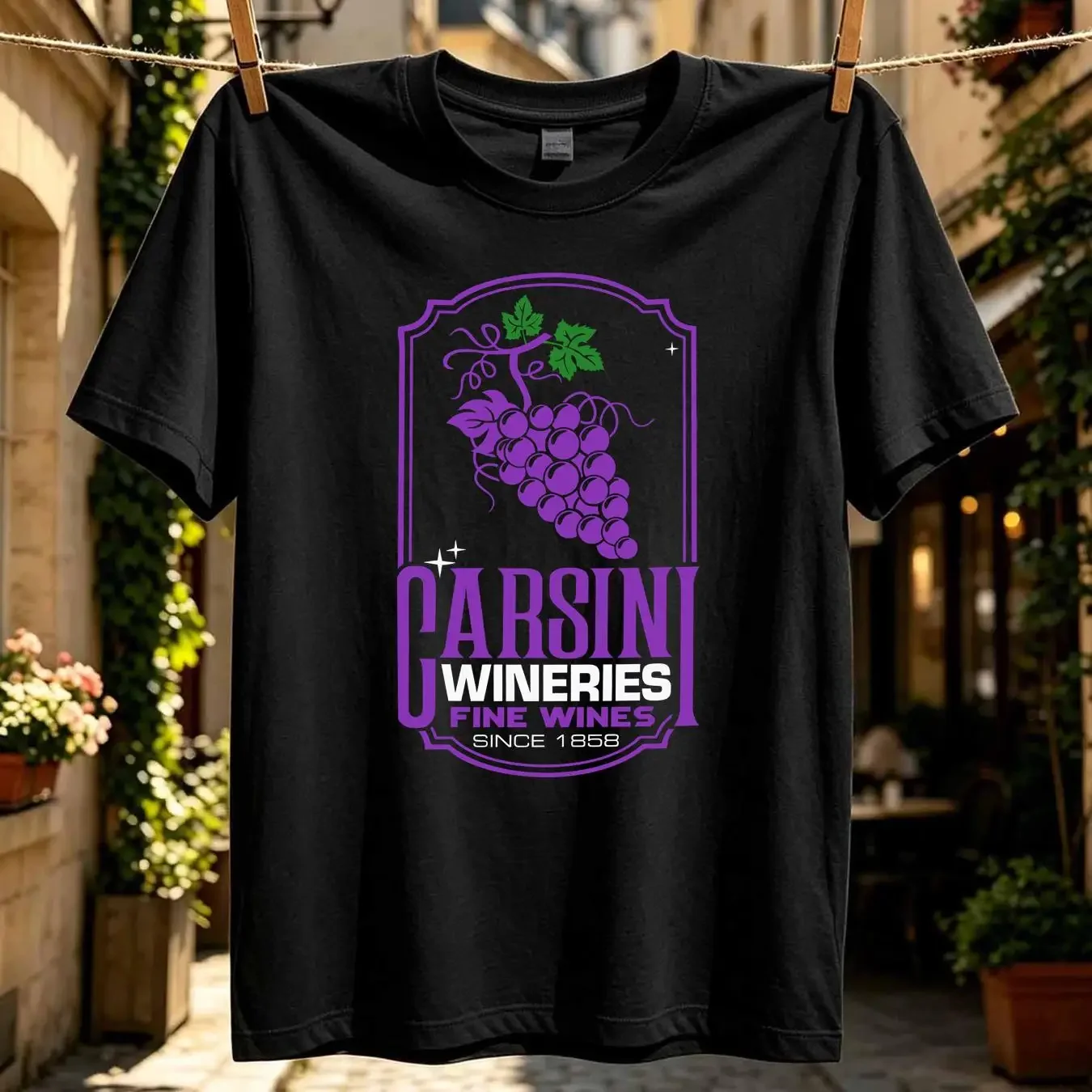 washed T Shirt Carsini Wineries Retro 80s TV Themed Columbo Detective Classic idea vintage Washed homme Unisex Comfortable