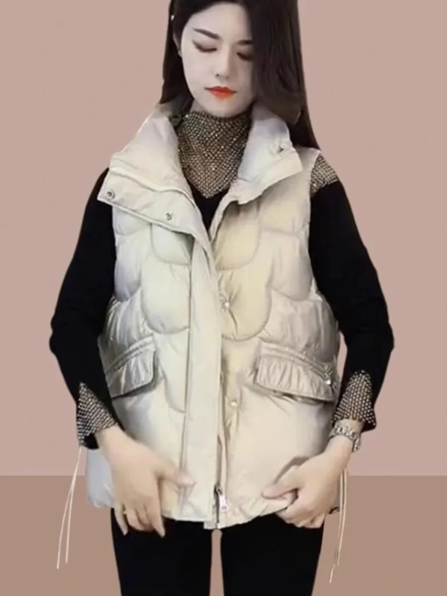 Dames dons katoenen vest bovenkleding Faionable herfst winter nieuwe Sle ritssluiting pure kleur woon-werkverkeer sle vest Jaet