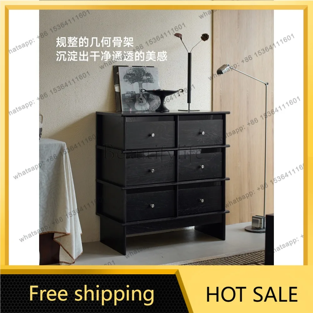 LD black living room solid wood bucket cabinet against the wall storage cabinet