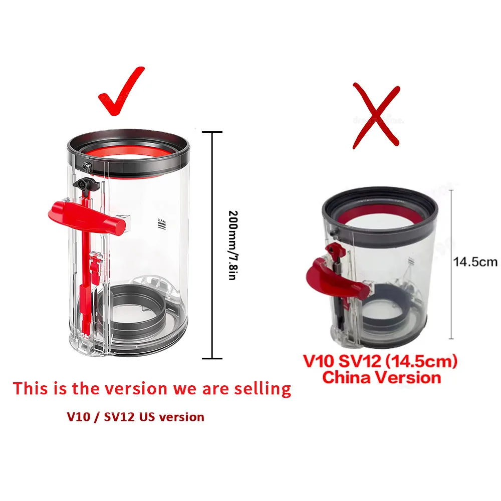 Upgraded Dust Bin Replacement for Dyson V10 SV12 US Vacuum Cleaner HEPA Filter Dust Bucket Canister Lid Fixed Dust Cup Part view 5