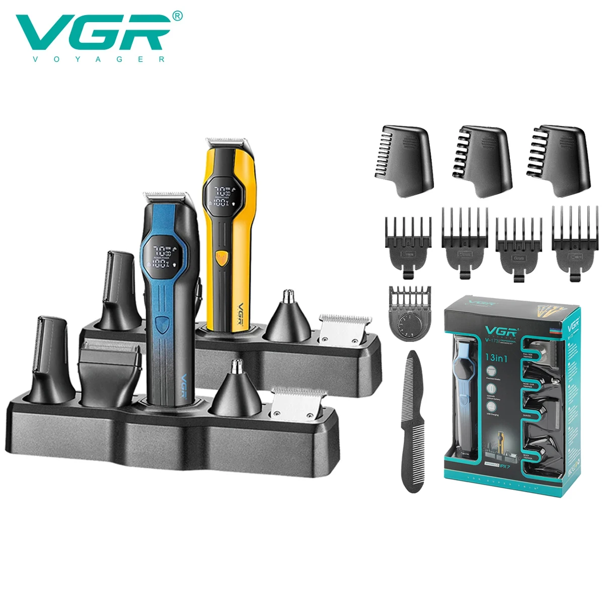 

VGR 173, набор для стрижки и чистки волос, мужская машинка для стрижки волос, триммер для волос в носу, бытовой масляный набор для резьбы по голове и толкающий зажим
