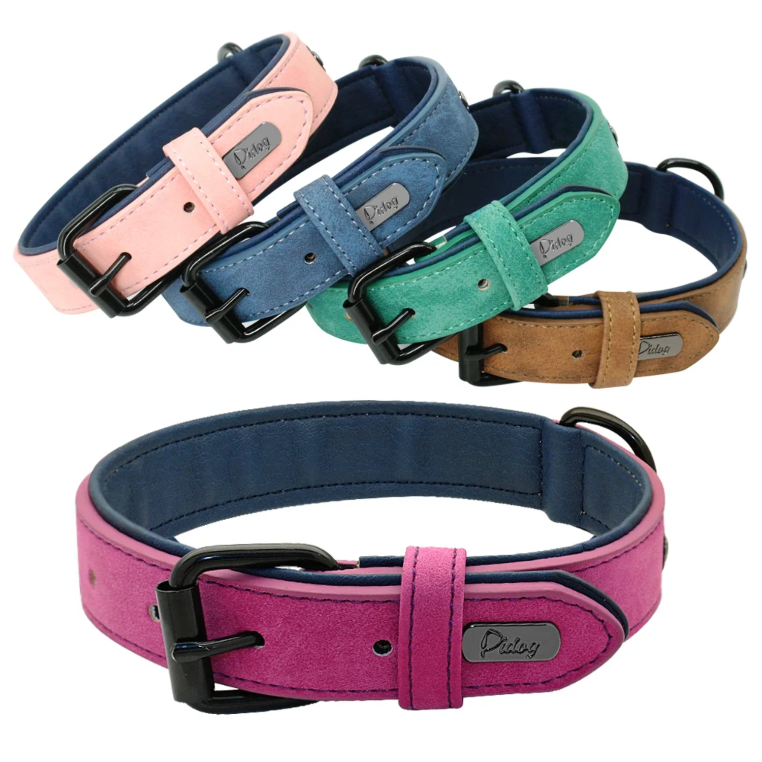 Fashionable, Reliable, and Durable High-Quality Soft Padded Leather Dog Collar for Pitbulls, Labradors, and German Shepherds - A