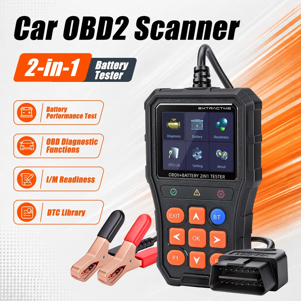 Awapow Auto OBD2 Scanner Diagnostic Tool Automobile Battery Tester  for 12V/24V Vehicles Support 14/25 Languages APP Bluetooth