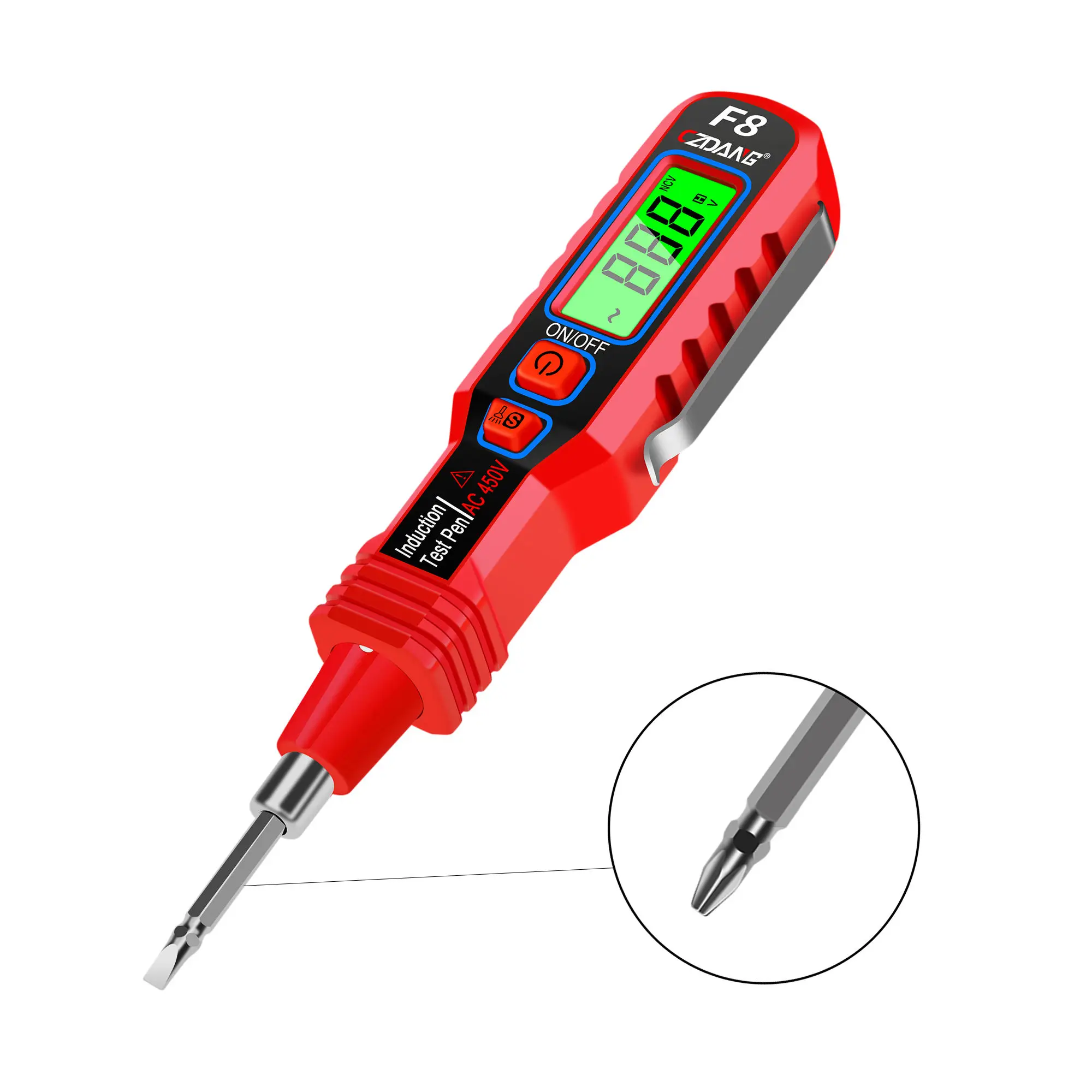 Detector de Voltaje sin Contacto NCV, Rango Detectable de CA 30V-1000V, Lápiz Digital Multitester, Destornillador, Medidor de Voltaje CA