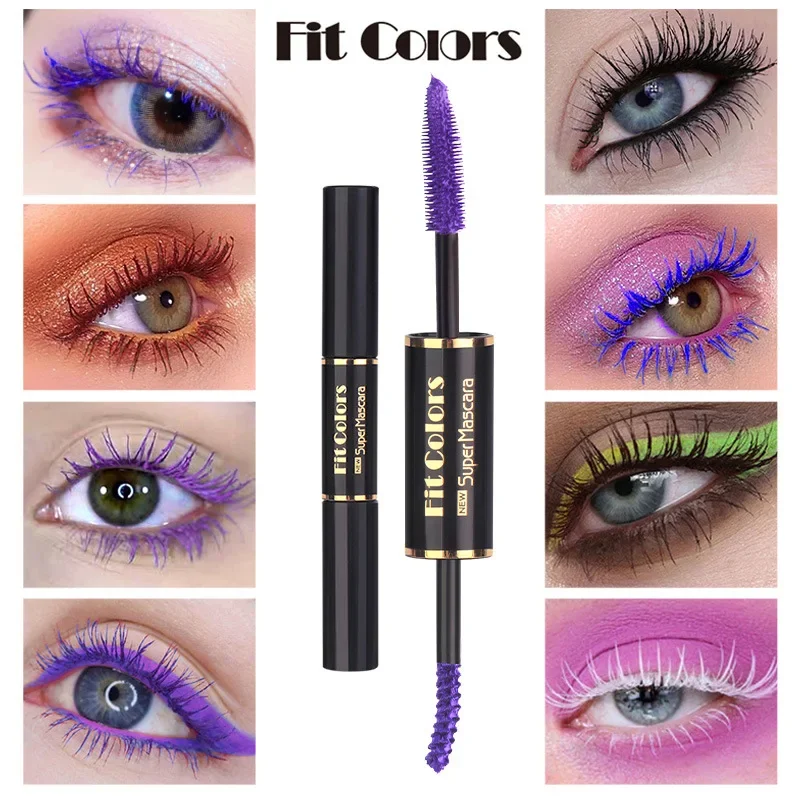 

5 Color Double Head Mascara Lengthening Thick Curly Blue Mascara Waterproof Quick Dry Professional Lasting 5D Eyelash Dye Cream