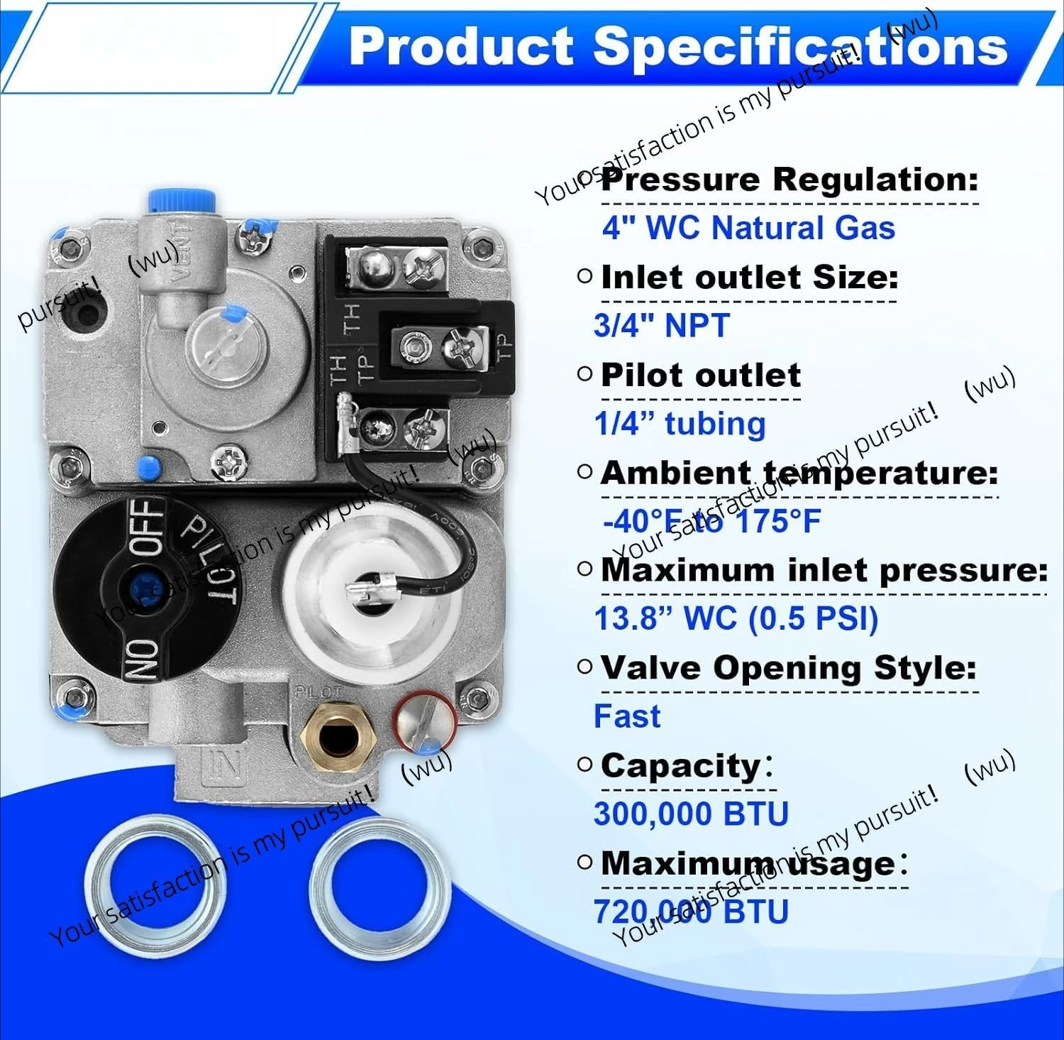 Gas Fryer Repair Parts 700 Series Millivolt Gas Valve for Robertshaw 700-506 Thermostat Swimming Furnace Combination Gas Valve