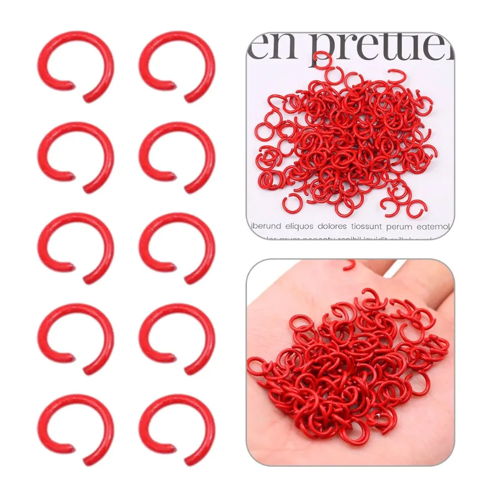 

100-300pcs Red Split Jump Ring 8mm Single Open Jump Rings Connector for Diy Jewelry Making Findings Accessories Supplies