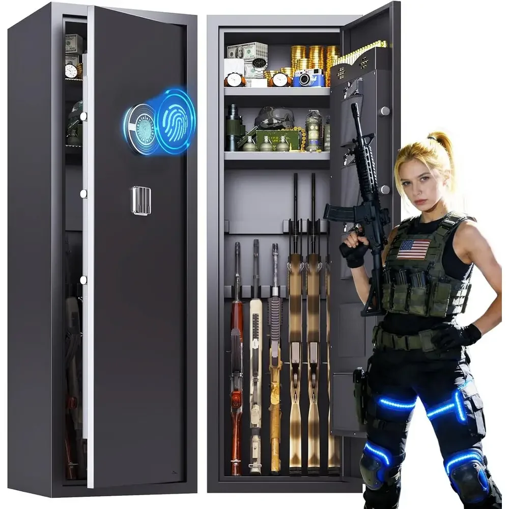 Biometric Safe with Removable Shelf, No Assembly Needed, 57H x 12D x 14W