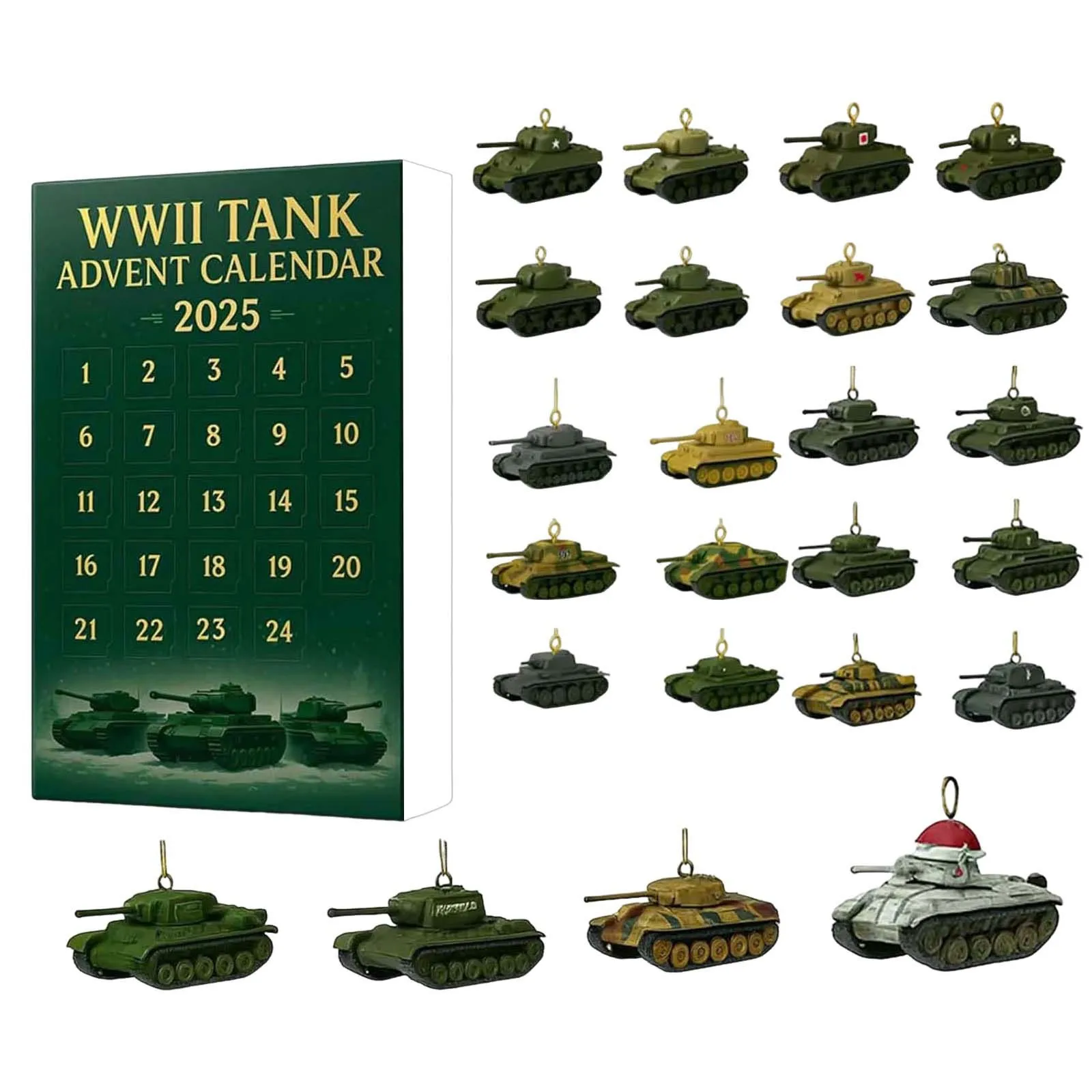 Kalendarz Adwentowy z Czasem do Odliczania do Emerytury 9999 2025 Czołg z II Wojny Światowej Kalendarz Adwentowy z Czołgami 2025 24 Dni Timer na Godziny z Alarmem