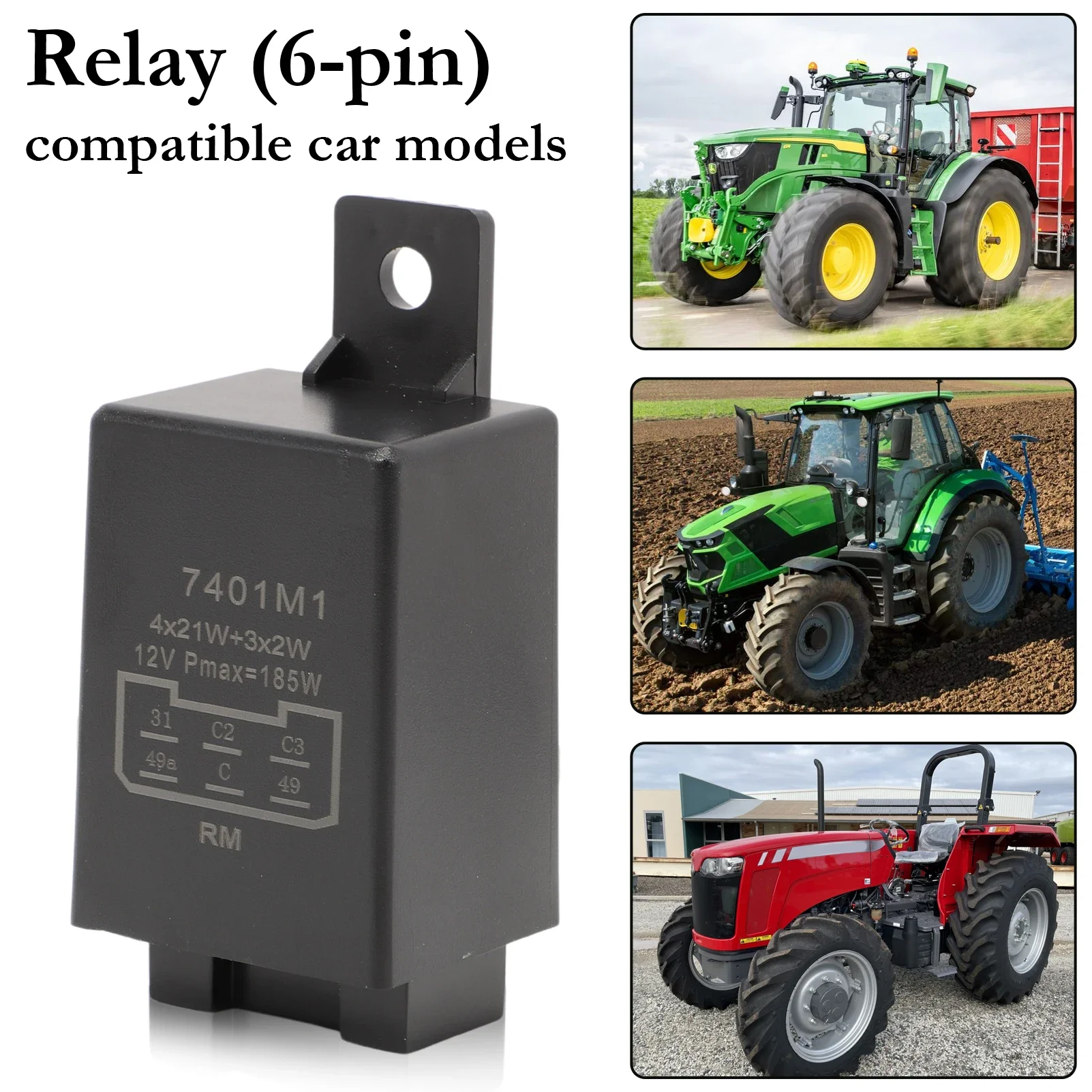 54229002 6 Pins Flasher Relay Tractor Indicator Relay 12V 21W 335200160 for Tractor Vintage Car Trucks Car Preheat Relay