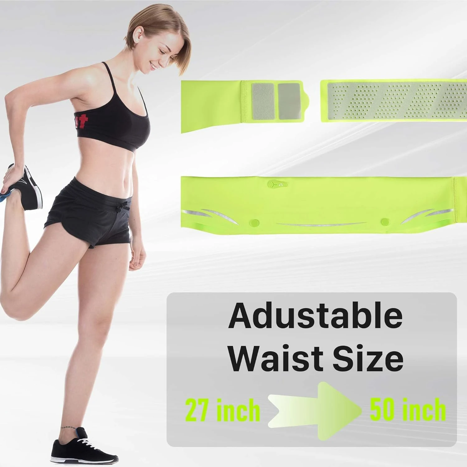 حزام جري أسود قابل للتعديل لتمارين الركض واللياقة البدنية في الماراثون، حزمة خصر خفيفة الوزن للنساء والرجال مع حامل هاتف - #4
