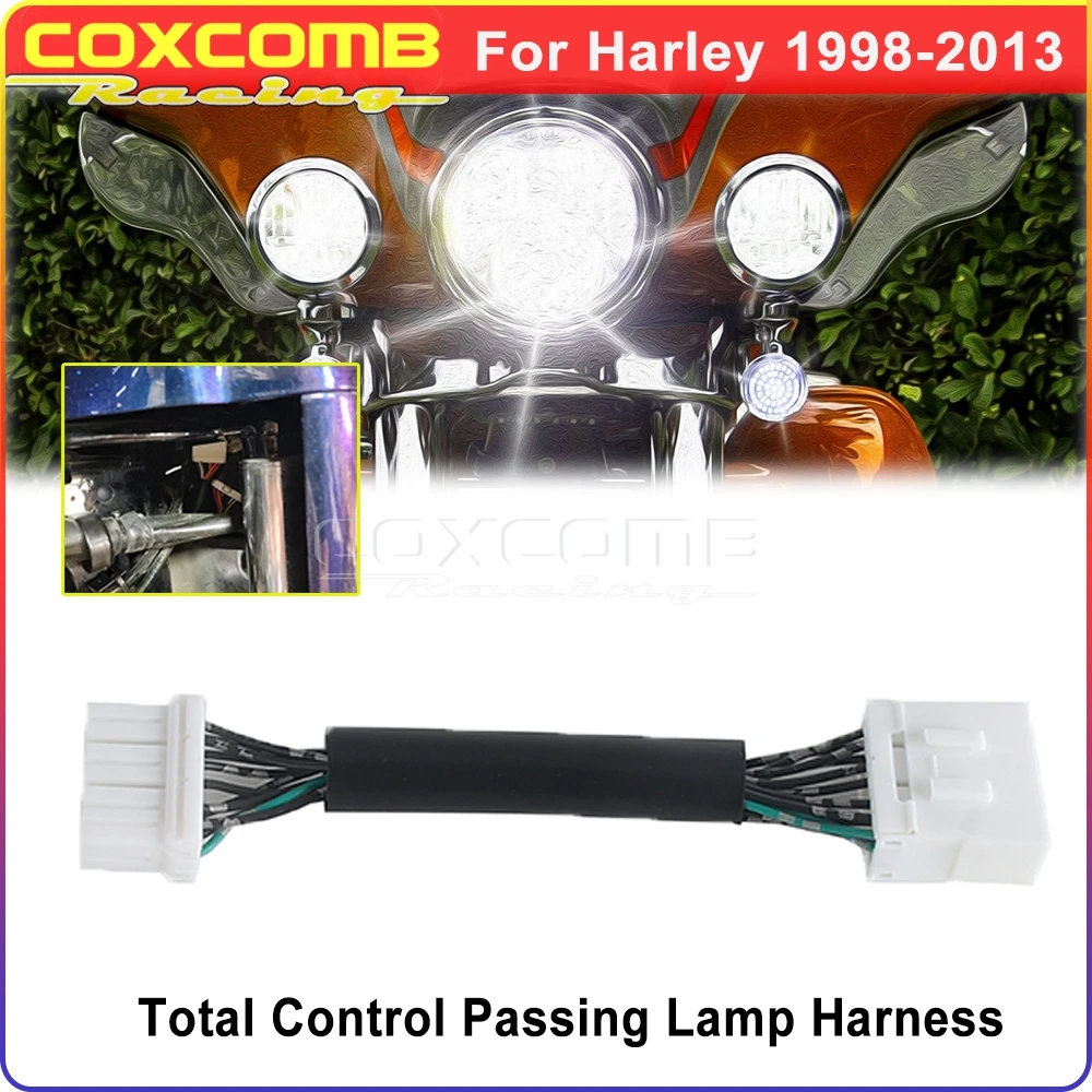 Black Total Passing Light Cotrol Harness Connector For Harley Electra Glide FLHTC FLHTP FLHTK FLHTCU Adapter Overtake Light Wire