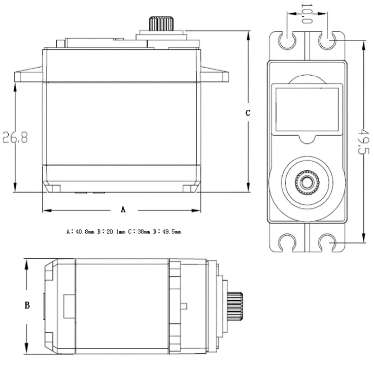 เฟตเทค FS5115M เซอร์โวมอเตอร์ RC แรงบิดสูง 15 กก.ซม. เกียร์โลหะ หมุนได้ 180 องศา สำหรับระบบแขนหุ่นยนต์ หุ่นยนต์ RC และรถตีนตะขาบ